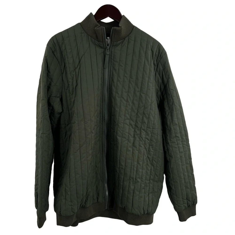Rains Quilted Jacket Liner XL Green Zip Front High Neck New